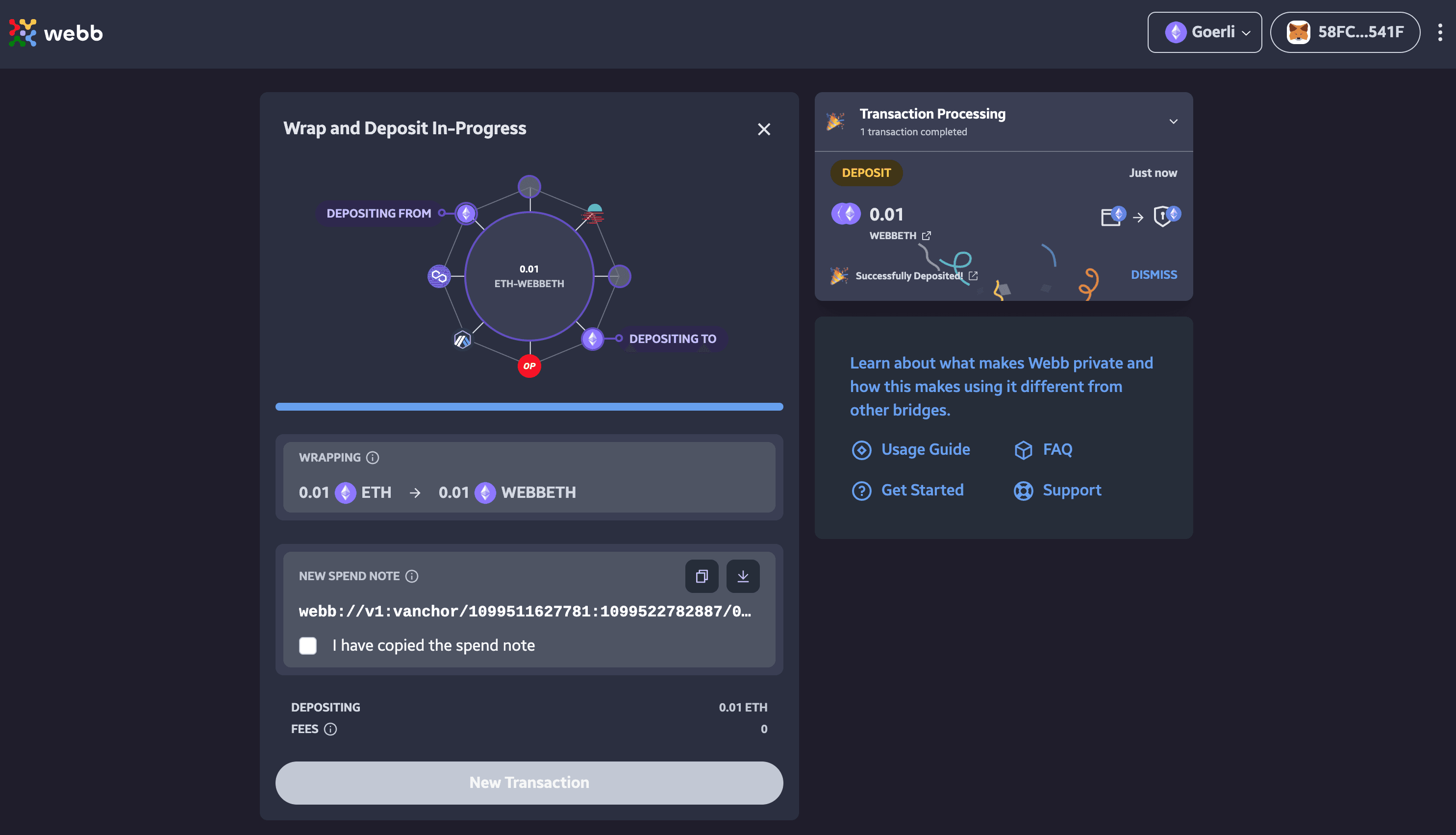 successful deposit dark